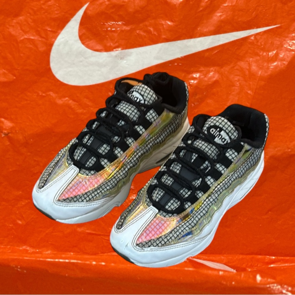 Air Max 95 “Gaze” Athletic Shoe’s by Nike BQ7218-100 White and Hologram sneakers
